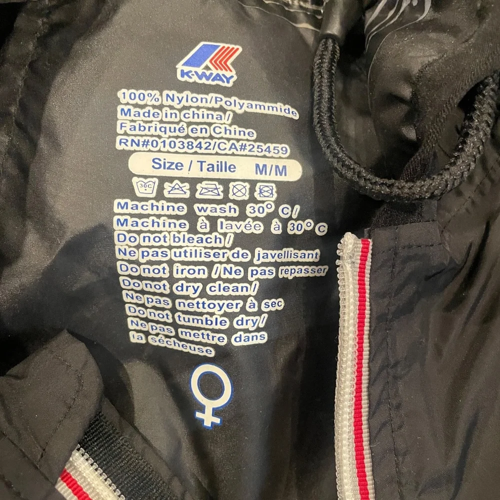 New K-way black nylon French Italian rainwear retail $287 M Unisex - Picture 7 of 7